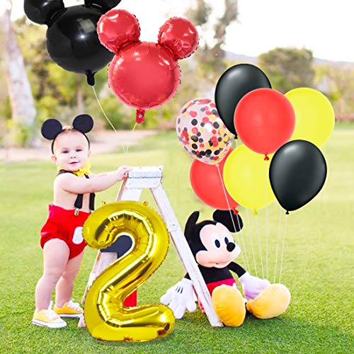 Kit de decoraciones de segundo cumpleaños de Mickey Oh Twodles con globos de cabeza de Mickey Minnie Banner Garland para suministros de la segunda fiesta de cumpleaños