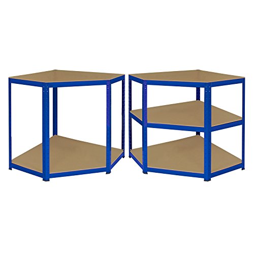 Kit de estanterías para esquinas de servicio pesado, 1 unidad de esquina 1500mm x 750mm x 300mm y 2 unidades de estantería 1500mm H x 750mm W x 300mm D, capacidad de almacenamiento masivo de 2250