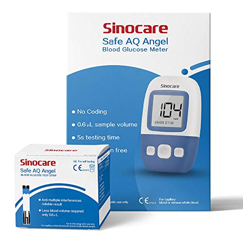 Kit de monitor de glucosa en sangre Safe AQ Angel con 50 tiras reactivas