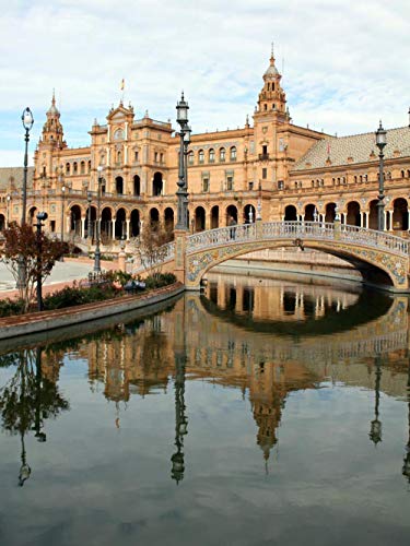 Kit de pintura de diamante taladro redondo completo 5D Diy, hermosa plaza de España, Sevilla, España, punto de cruz, mosaico sin marco 40x50 cm