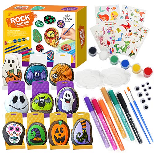 Kit de pintura de piedras para niños y adultos, Proveedores de arte rupestre, Kit de pintar sus propias piedras, Kit de pintura de piedras DIY, Regalo de ideas para niños Edad 4 5 6 7 8 9 10