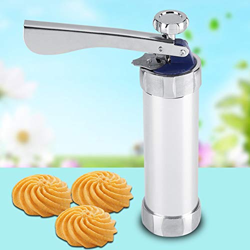 Kit de prensa de galletas con máquina para hacer galletas de masa decorativa de acero inoxidable, duradero y fácil de usar para galletas y galletas (20 moldes)