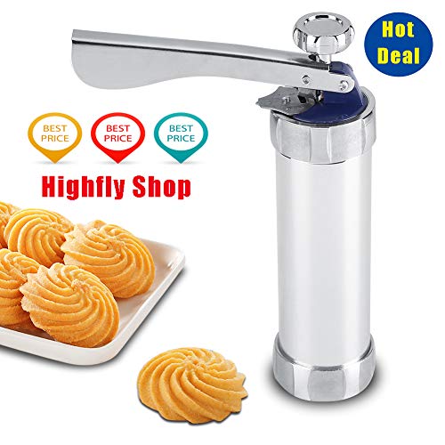 Kit de prensa de galletas con máquina para hacer galletas de masa decorativa de acero inoxidable, duradero y fácil de usar para galletas y galletas (20 moldes)