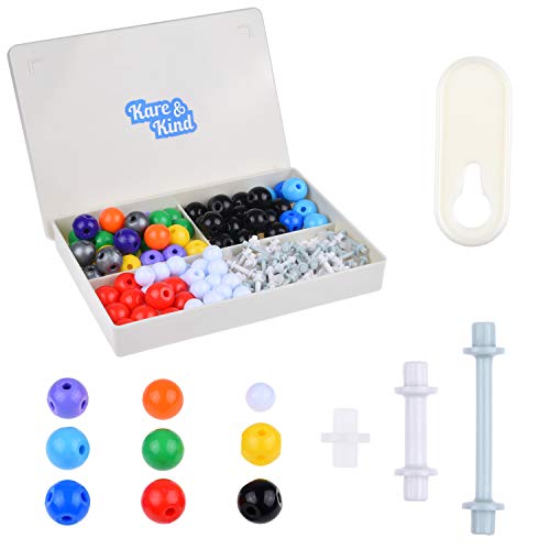 Kit de Química Orgánica de 240 Piezas Kare & Kind Para Profesores y Estudiantes – 86 Átomos, 153 Enlaces, 1 Herramienta Removedora de Enlaces, Manual de Instrucciones, Caja Plástica de ABS