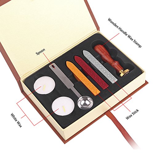 Kit de sello de cera sello sello de cera, Retro de San Valentín Día escuela Badge cera cuchara caja de regalo Set