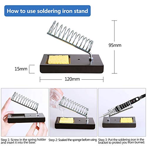 Kit de soldador eléctrico, 60W Soldador de estaño con Interruptor On/Off,Temperatura Ajustable Soldador, 5pcs Puntas De Soldador,Estaño soldaduras,Desoldadora,S-shaped Stand.14 en 1 Soldadura kit