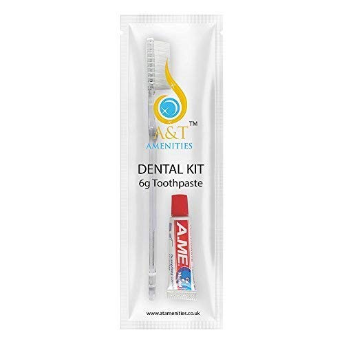 Kit dental Cepillo de dientes con 5 gr de pasta de dientes Empacados individualmente 50 Paquetes Ideal para hoteles, alojamiento y desayuno y viajes