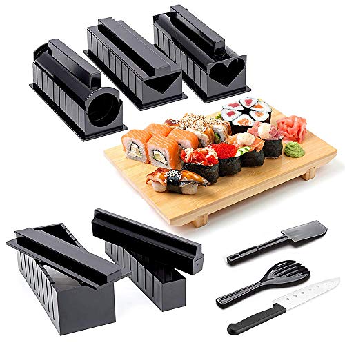 Kit para Hacer Sushi-Sushi Maker Deluxe Exclusive Online Video Tutorials Complete with Sushi Knife 11 Piece DIY Sushi Set