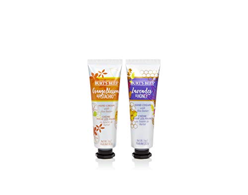 Kit para manos hidratante de 2 artículos con mezcla botánica Burt's Bees con 1 crema de manos con lavanda y miel (28,3 g) y 1 crema de manos con flor de azahar y pistacho (28,3 g)