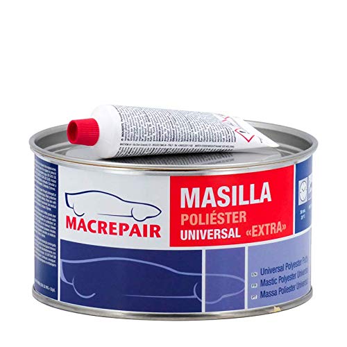 KIT REPARACION CARROCERIA (MASILLA PARA CARROCERÍA 2 KG + JUEGO ESPATULA CARROCERO INOXIDABLE + CUBO PLASTICO 2,5 LITROS) MAC+INOX