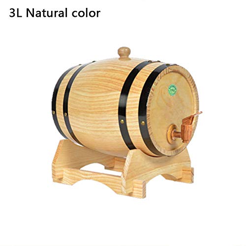 Kitabetty Barril de Vino Antiguo del Pino del Roble, barriles de Madera sólidos de Madera del Cubo del Almacenamiento del Vino para la Barra de Hotel casera de la Cocina, 1.5L / 3L