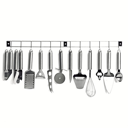 Kitchen Artist MEN110 - Barra organizadora con 12 Utensilios de Cocina (Acero Inoxidable)