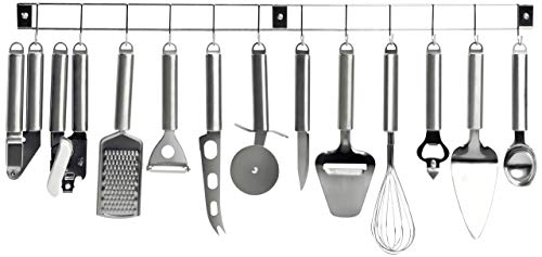 Kitchen Artist MEN110 - Barra organizadora con 12 Utensilios de Cocina (Acero Inoxidable)