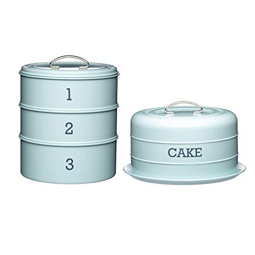 Kitchen Craft Living Nostalgia Conjunto de latas para almacenar Tartas (3 Unidades), Color Azul