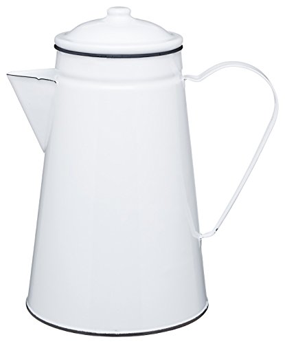 Kitchen Craft Living Nostalgia Jug Cafetera/Jarra/Jarrón de Esmalte, Blanco, 19.5 x 15.5 x 22.5 cm