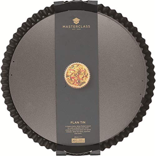 Kitchen Craft Master Class – Molde para Flan (Grande/Antiadherente Quiche Pan con Base Extraíble, 28 cm (11 ")