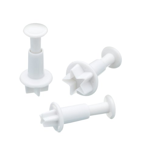 Kitchen Craft Set Cortadores Estrella con Expulsor, Blanco, 4 cm