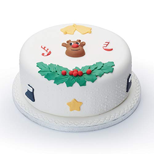 Kitchen Craft Sweetly Does It - Conjunto de moldes navideños para Fondant, Color Plateado