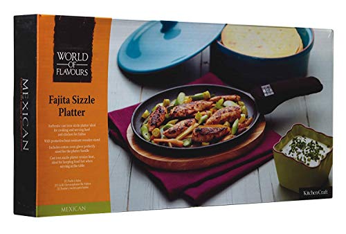 Kitchen Craft WFMXSIZZLE World of Flavours - Sartén Plana de Hierro Fundido para Servir (37 cm)