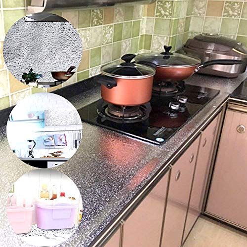 Kitchen-dream Pegatinas de cocina de papel de aluminio de papel de aluminio Pegatinas autoadhesivas de papel de aluminio a prueba de aceite Etiqueta de cocina de cocina impermeable (30cm*3m)