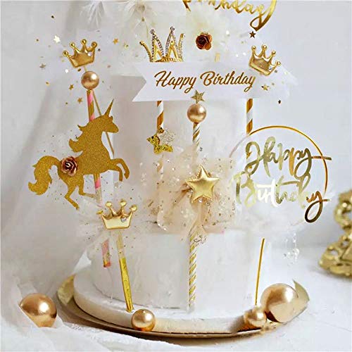 Kitchen-dream topper cumpleaños personalizado Happy Birthday Cake Topper Toppers de pastel de cumpleaños para todas las edades fiesta de cumpleaños torta Decoración Set - 8 piezas