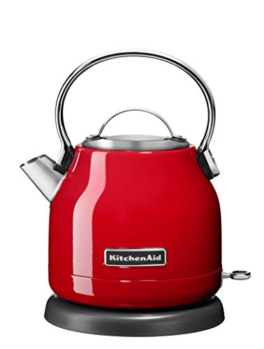 KitchenAid 5KEK1222 - Tetera eléctrica (1,25 L, 1500 W, Rojo, Acero inoxidable, Indicador de nivel de agua, Sin cables)