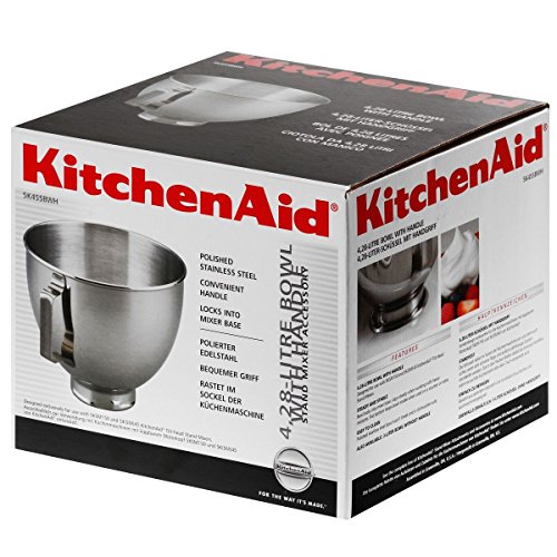 KitchenAid Classic + Artisan F. 5KSM90 4.3L Bol INXIDABLE 5K45SBWH, 4.3 litros, 18/8 Stainless Steel, acero_inoxidable