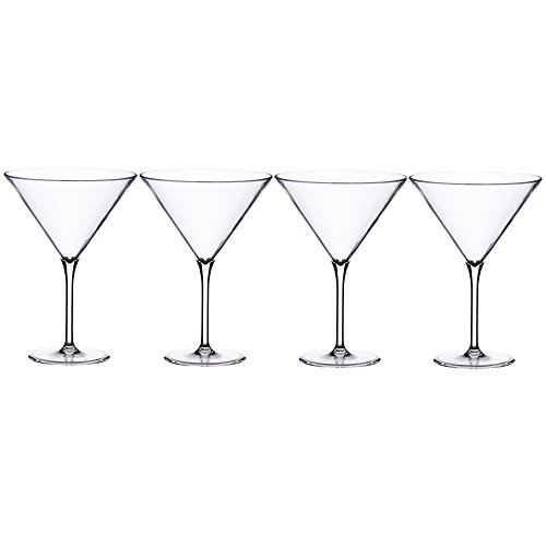 Kitchencraft Barcraft – Cubitera de plástico copas de cóctel Martini, 250 ml (9 FL OZ) (Set de 4), claro, juego de 4