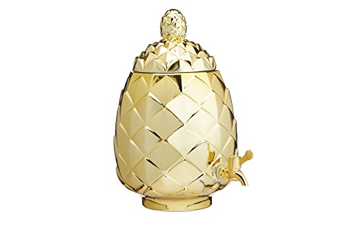 Kitchencraft Barcraft – Tropical Chic cristal piña dispensador de bebidas, 6 litros (10,5 ml) – acabado metálico, oro, 3,5 x 18 x 34 cm