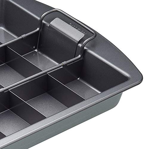 Kitchencraft Chicago metálico profesional antiadherente Brownie lata con separadores y sueltos base, 23 x 33 cm (9 "x 13"), color gris