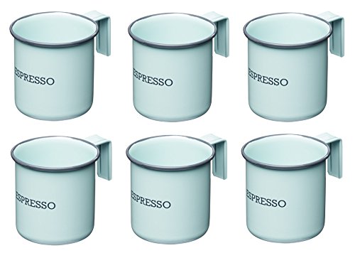 Kitchencraft Living Nostalgia tazas de espresso, 75 ml (2.5 Fl Oz) (Juego de 6), esmalte, Vintage azul, 7 x 5 x 5 cm