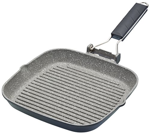 Kitchencraft Masterclass – Plancha de inducción antiadherente sartén con mango plegable, 20 cm (8 pulgadas), color negro, aluminio, negro, 20 cm