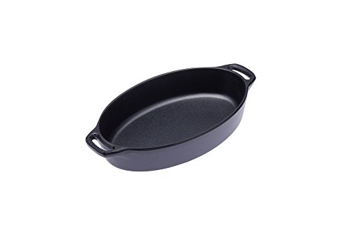 Kitchencraft Mini fundido iron-look fuente de servir con asas, 20 x 11 cm-oval olla estilo, melamina, negro, 10,8 x 20 x 3,5 cm