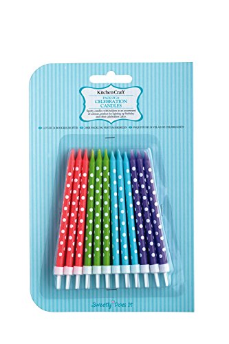 Kitchencraft SDICANDSPOT Velas de Cumpleaños, Cera, Multicolor, 10 cm + 2 cm, 24 Unidades