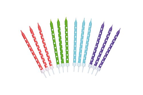 Kitchencraft SDICANDSPOT Velas de Cumpleaños, Cera, Multicolor, 10 cm + 2 cm, 24 Unidades