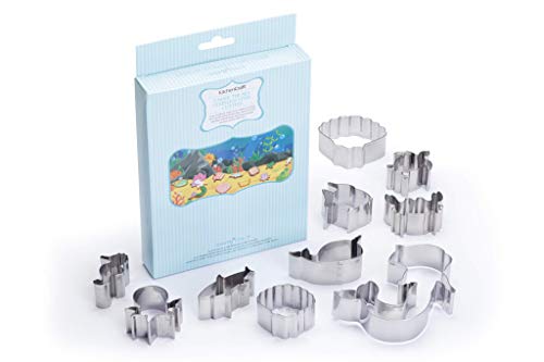 KitchenCraft Sweetly Does It - Juego de moldes para fondant o cupcakes en caja de regalo, formas de animales submarinos, acero inoxidable