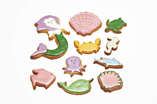 KitchenCraft Sweetly Does It - Juego de moldes para fondant o cupcakes en caja de regalo, formas de animales submarinos, acero inoxidable