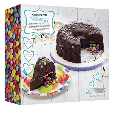 Kitchencraft Sweetly Does It – "sorpresa ingrediente" gran rellenables Traybake lata/piñata Cake Pan, acero al carbono, Gris, 27.5 x 27.5 x 9.5 cm