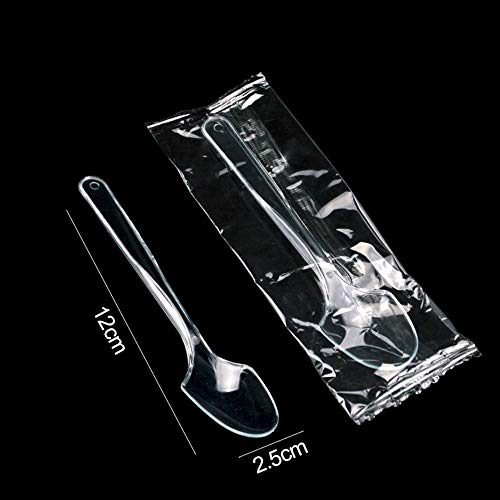 Kitchenware Cuchara de plástico desechable × 2000 Piezas, Cuchara Transparente Cuchara de Helado/Cuchara de pudín/Cuchara de Yogurt congelado, Adecuado para Tiendas de postres/restaurantes