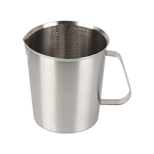 Kitchnexus - Jarra medidora de acero inoxidable para café, café y capuchino, 1000 ml/700 ml/500 ml, acero inoxidable, plata, 1,5 L