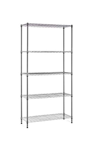 KitHome Estantería 5 Baldas, 180x90x35cm, Cromado, H50K5B9035CRO, Acero, Grande