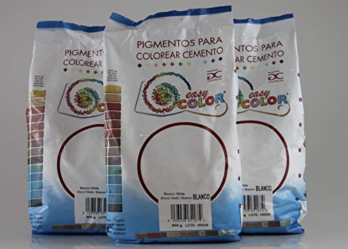 KITS tres bolsas de 800 g. Easy Color pigmento Blanco. Dióxido de Titanio. Pigmento para cemento, mortero y hormigón (Blanco)