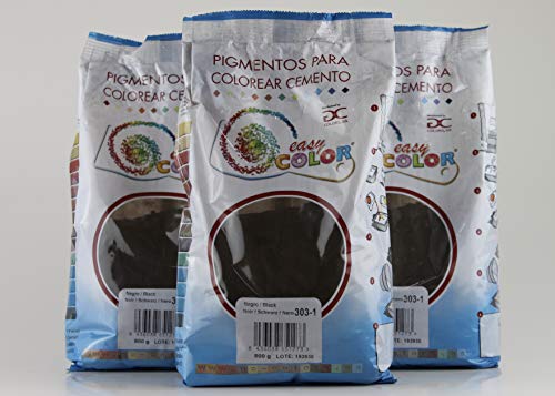 KITS tres bolsas de 800 g. Easy Color pigmento Negro 303. Pigmento para cemento, mortero y hormigón (Negro)