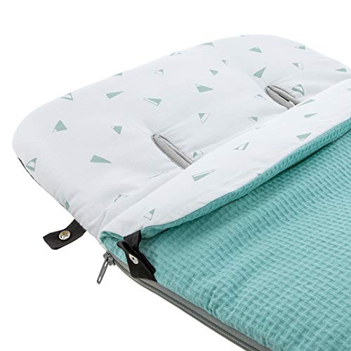 Kiwisac Saco de Entretiempo Universal "Sweet Mint" para Carro de Bebé con Cremallera Lateral Saco Silla de Paseo Color Menta 94x45 cm