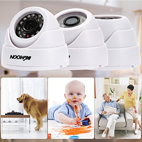 KKmoon HD 1200TVL Cámara de Vigilancia en Domo 1/3" CMOS IR-Cut CCTV Sistema de Seguridad Indoor Visión Nocturna PAL, Color Blanco/Negro