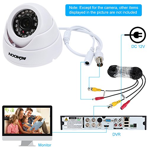 KKmoon HD 1200TVL Cámara de Vigilancia en Domo 1/3" CMOS IR-Cut CCTV Sistema de Seguridad Indoor Visión Nocturna PAL, Color Blanco/Negro