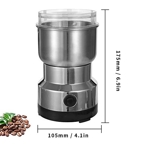 KKmoon Máquina de Café Eléctrica,Máquina de Molienda de Granos,Máquina de Molienda de Granos de Acero Inoxidable,Mezcladoras de Molinillo de Frijol para Cocina y Oficina,150W 300ml