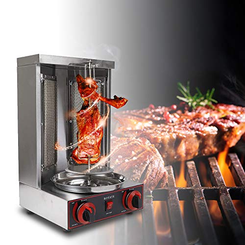 KKTECT Grill Machine Propane Doner Kebab, Gyro Grill, Parrilla Vertical con 2 Quemadores, para Cocina Doméstica Comercial