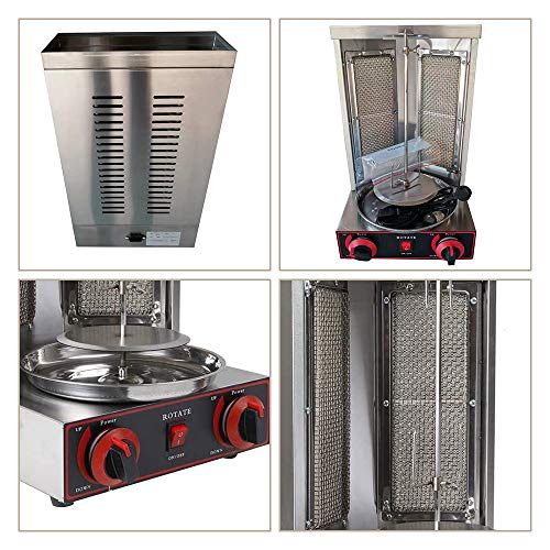 KKTECT Grill Machine Propane Doner Kebab, Gyro Grill, Parrilla Vertical con 2 Quemadores, para Cocina Doméstica Comercial