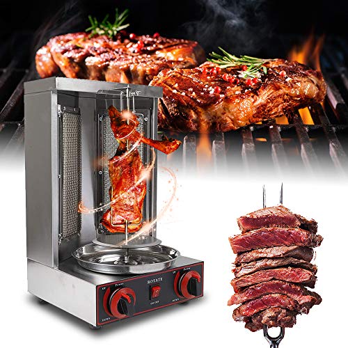 KKTECT Grill Machine Propane Doner Kebab, Gyro Grill, Parrilla Vertical con 2 Quemadores, para Cocina Doméstica Comercial